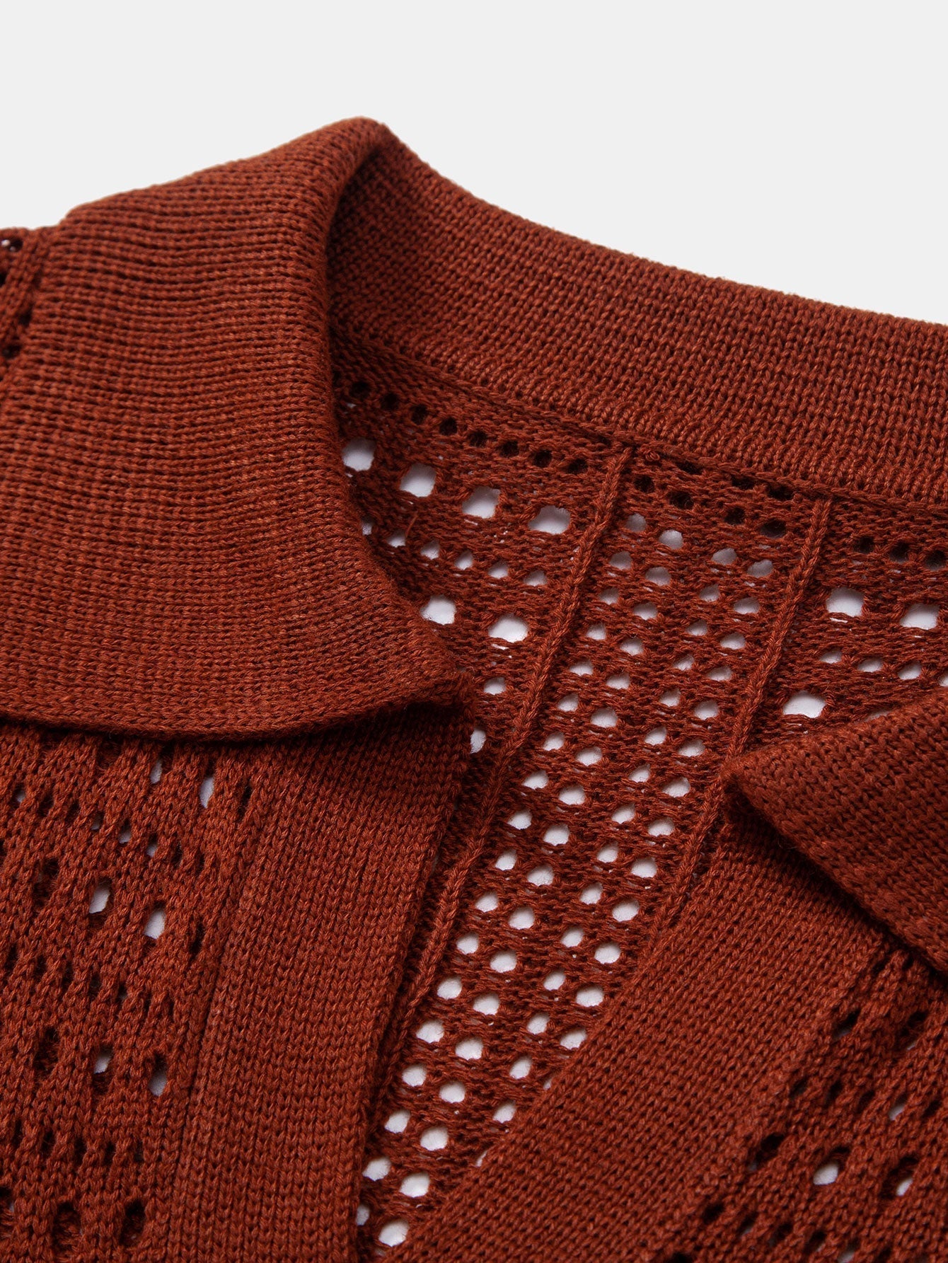 Crochet V Neck Polo Shirt & Straight Leg Linen Pants