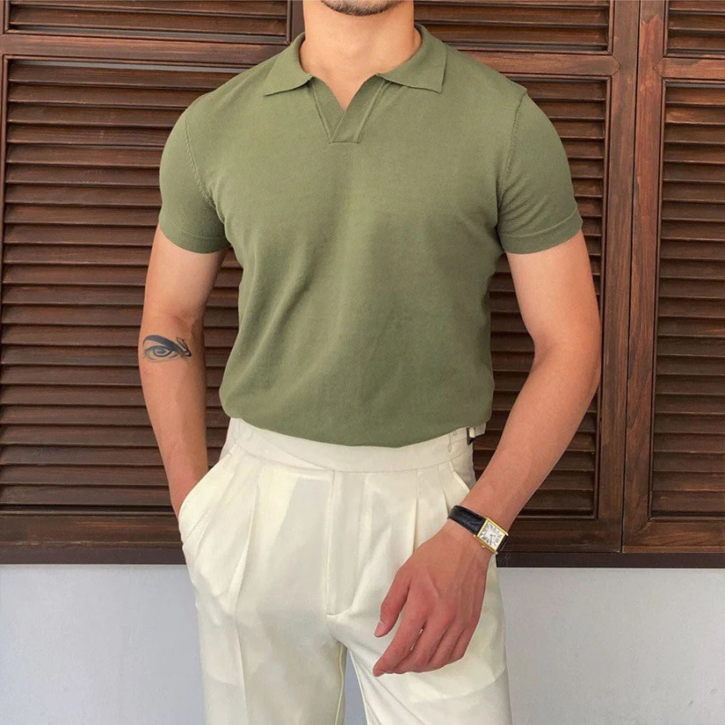 The Verona Cotton V-Collar Polo