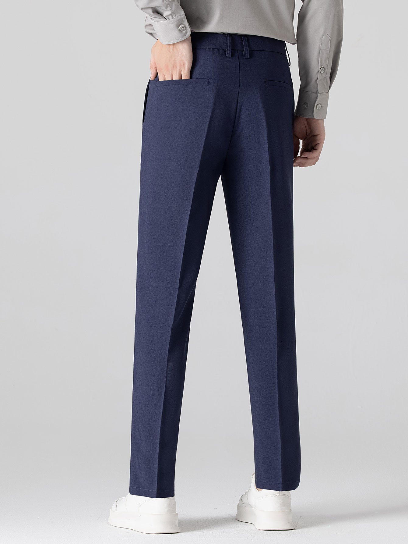 Textured Color Block Knit Polo & Slim Fit Tapered Trousers
