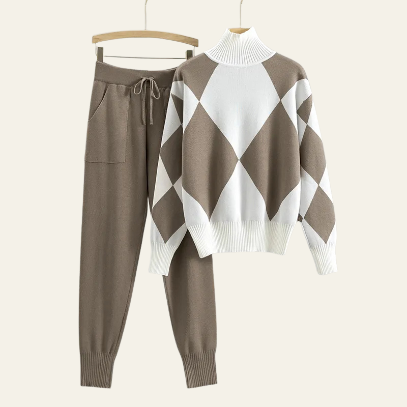 The Aspen Argyle Knit Lounge Set