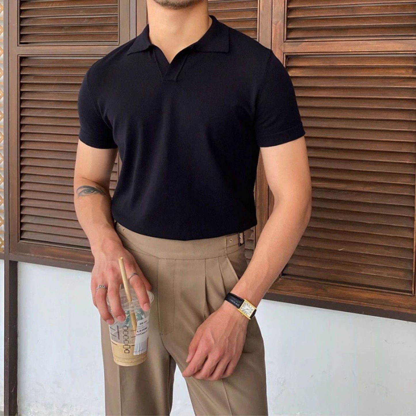 The Verona Cotton V-Collar Polo