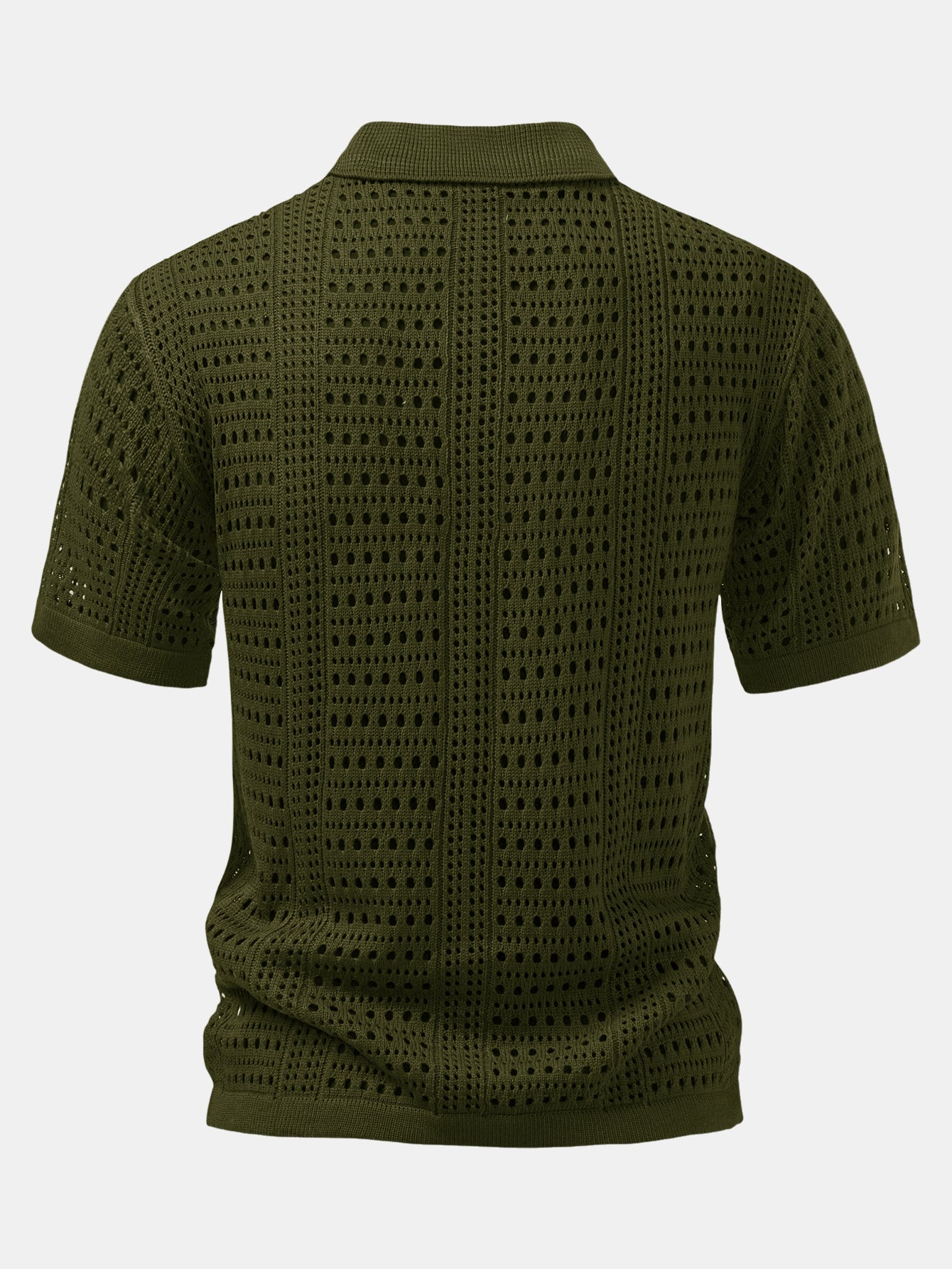 Crochet  V Neck Polo Shirt & Straight Leg Linen Pants