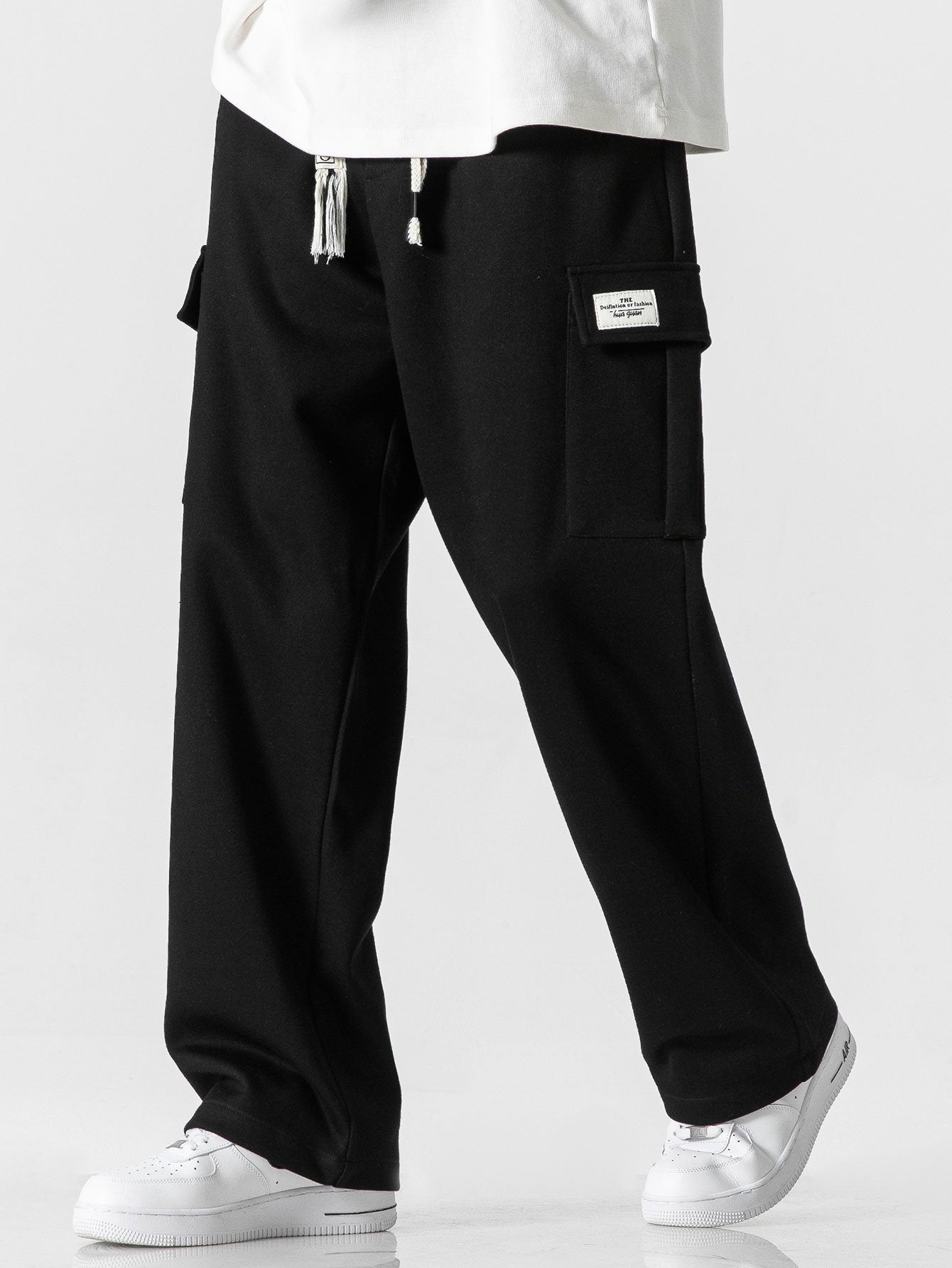 Relax Fit Long Sleeve 2 In 1 Waffle T-Shirt & Relax Fit Straight Leg Jersey Cargo Pants